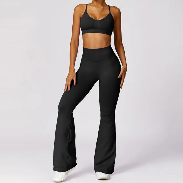 2PCS Seamless Women Yoga Set Sportswear Gym Push Up Workout