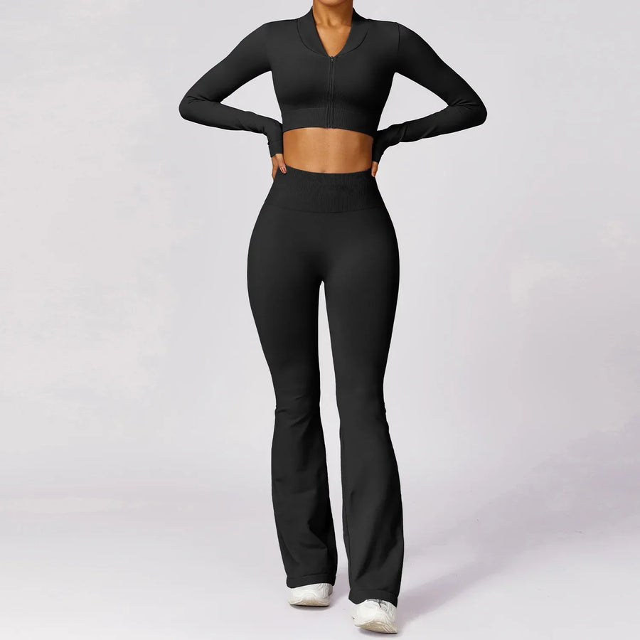2PCS Seamless Women Yoga Set Sportswear Gym Push Up Workout