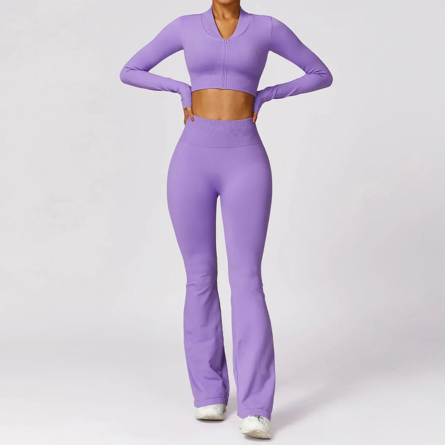 2PCS Seamless Women Yoga Set Sportswear Gym Push Up Workout