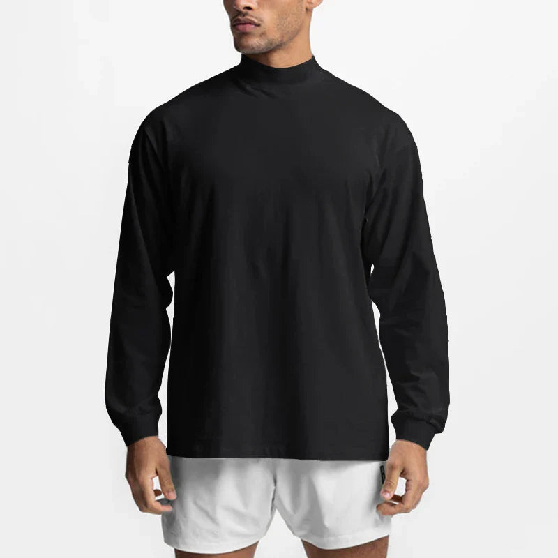High-neck Long Sleeve Tshirt Breathable Fitness Fashion Clothing  T Shirt