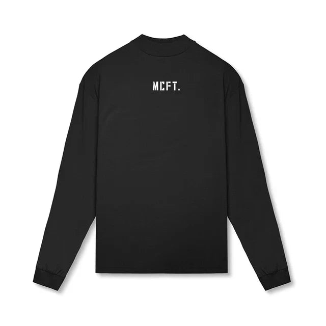 Bodybuilding  T Shirt Workout Oversized High-neck Long Sleeve Tshirt