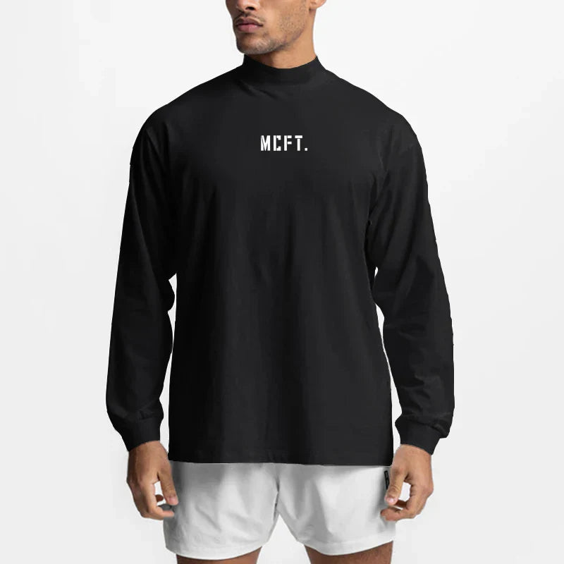 T Shirt Workout Oversized High-neck Long Sleeve Tshirt