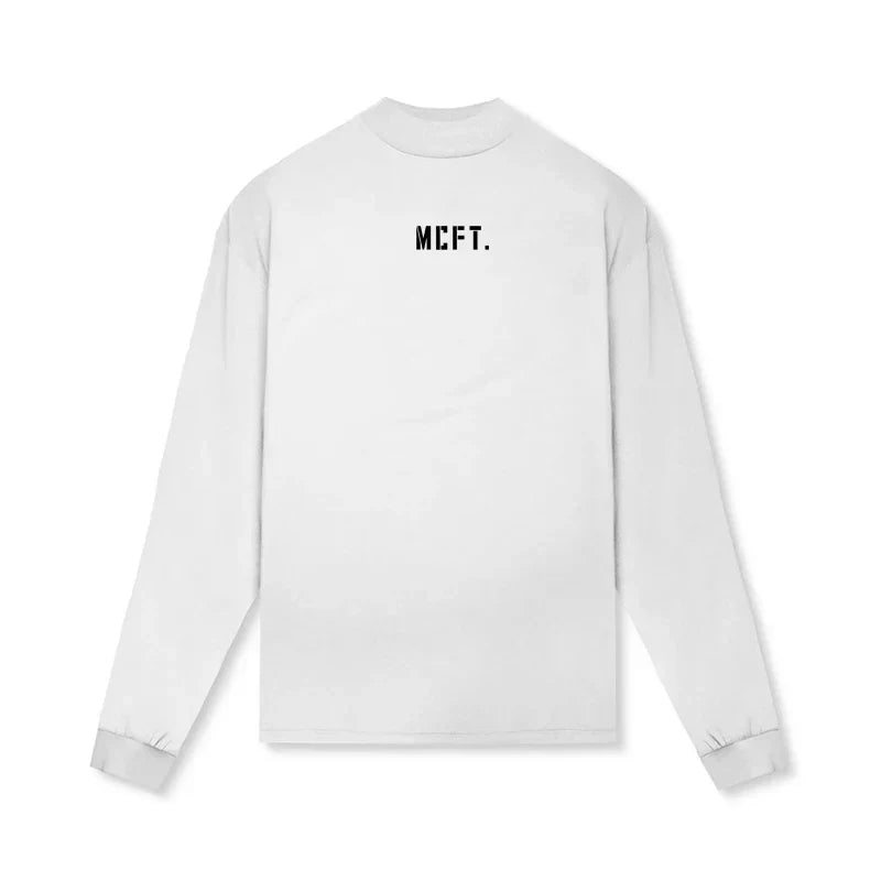 Bodybuilding  T Shirt Workout Oversized High-neck Long Sleeve Tshirt