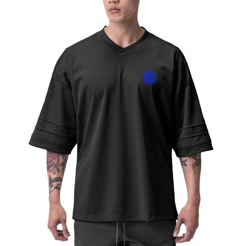 Oversize V-neck Fitness Tights Tshirt Sports Gym Cool