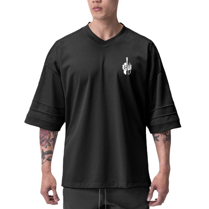 Fitness Oversize V-neck Tights Tshirt Bodybuilding