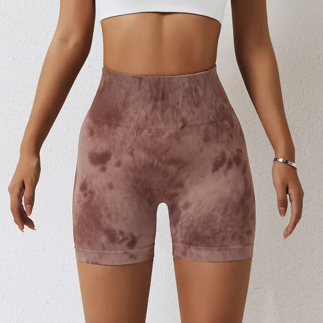 Tie Dyed Shorts Women Seamless Sports Shorts For Women Cycling Jogging Fitness High Waist Push Up Gym Shorts Women Yoga Clothing