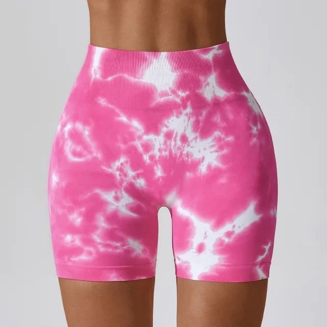 Tie Dyed Shorts Women Seamless Sports Shorts For Women Cycling Jogging Fitness High Waist Push Up Gym Shorts Women Yoga Clothing
