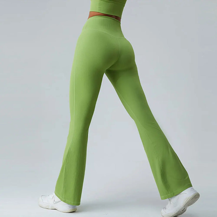 Women High Elasticity Flare Yoga Pants Leggings Dance Slim Trousers Butt Gym Push Up Workout High Waist Fitness Flared Leggings