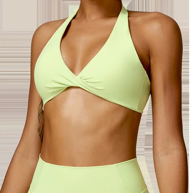 Women's Halter Sports Bra Sexy Beautiful Back Top Push Up Fitness Bra