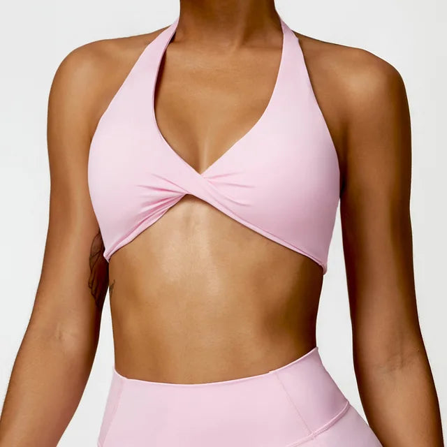 Women's Halter Sports Bra Sexy Beautiful Back Top Push Up Fitness Bra