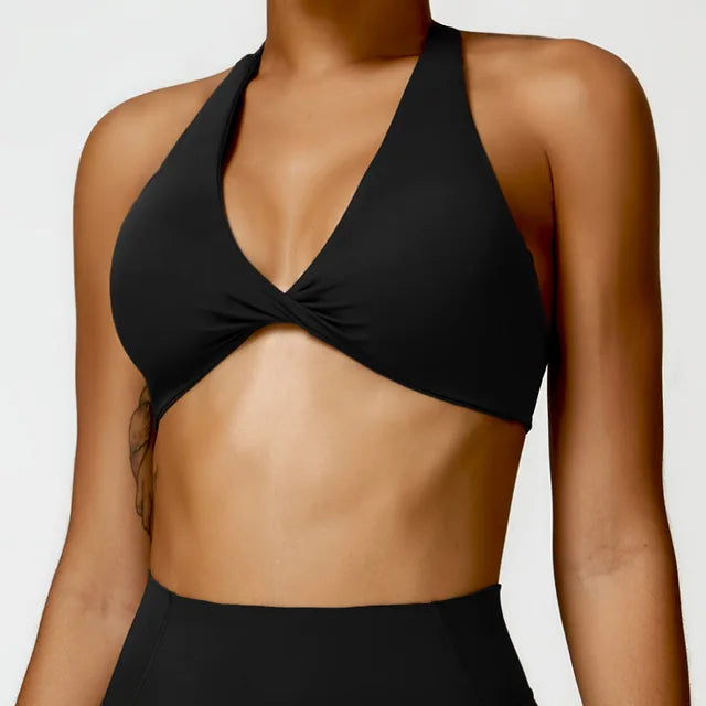 Women's Halter Sports Bra Sexy Beautiful Back Top Push Up Fitness Bra